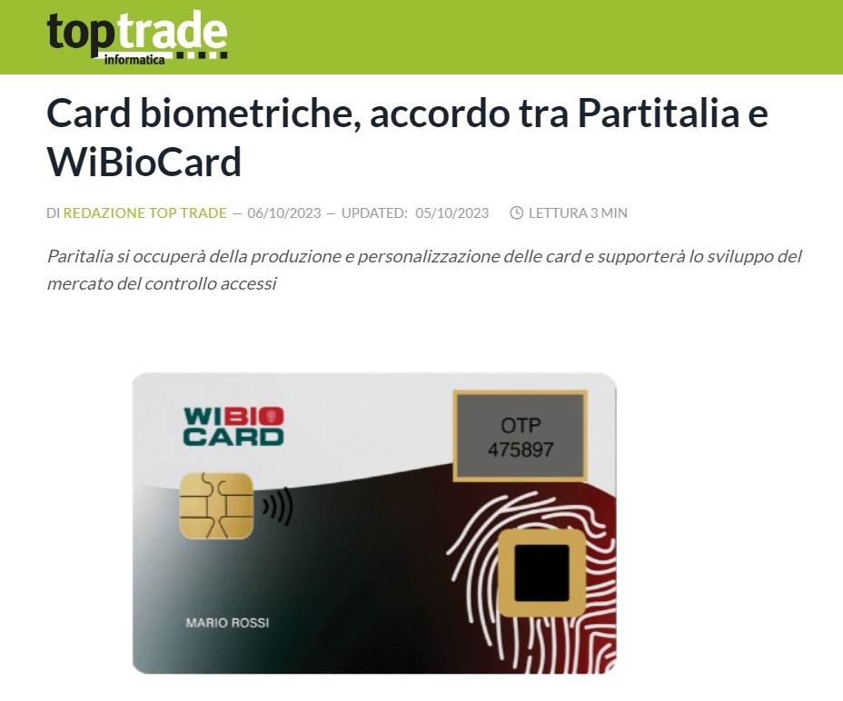 card biometriche_partitalia sigla un accordo con wibiocard